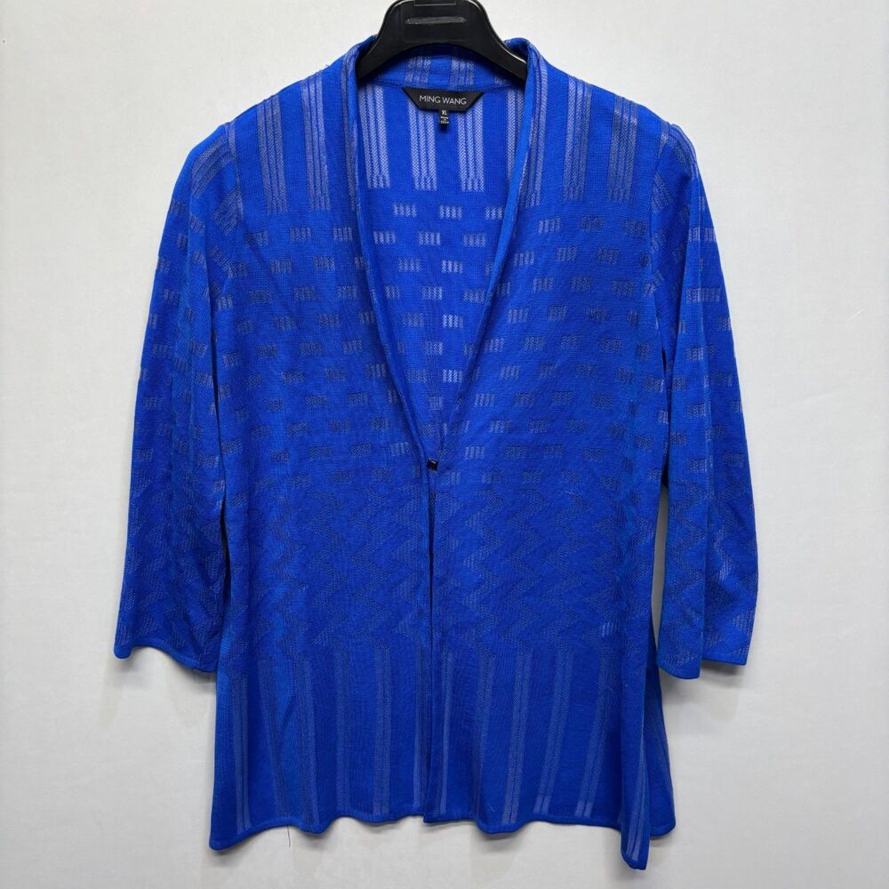 Ming Wang Women 3/4 Sleeve Cardigan Sweater Jacket Size XL X-Large Blue D092 -20 - Picture 16 of 16